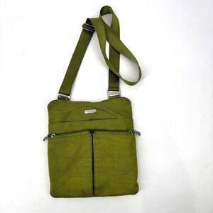 Baggalini Olive Green Nylon Crossbody Shoulder Bag Adjustable Strap Zip Pockets